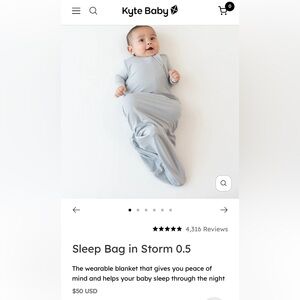 Kyte Baby 0.5 TOG Sleep Sack, size L in Storm